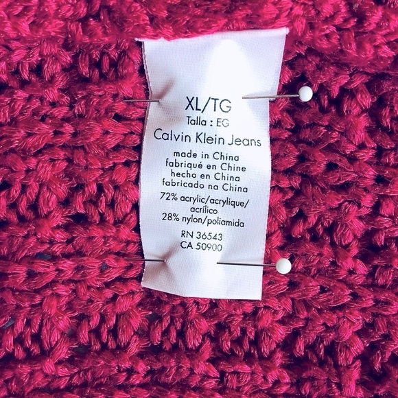 Calvin Klein Jeans Fuchsia Knit Pullover Sweater XL - Picture 6 of 8